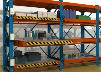 Стеллаж с выдвижными полками с электроприводом